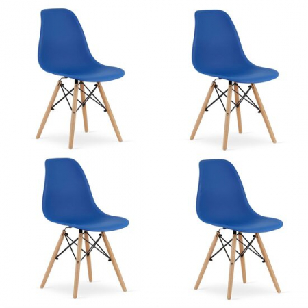 Scaune - SET 4 SCAUNE STIL SCANDINAV, ARTOOL, OSAKA, PP, LEMN, ALBASTRU SI NATUR, 46X54X81 CM