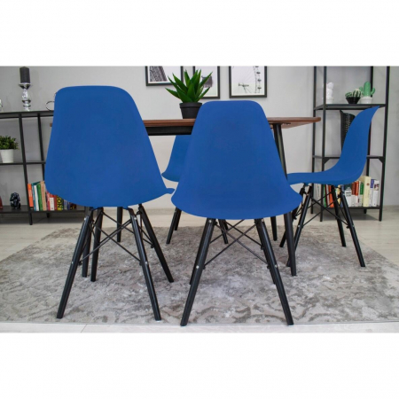 SET 4 SCAUNE STIL SCANDINAV, ARTOOL, OSAKA, PP, LEMN, ALBASTRU SI NEGRU, 46X54X81 CM [9]