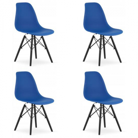 Scaune stil snadinav - SET 4 SCAUNE STIL SCANDINAV, ARTOOL, OSAKA, PP, LEMN, ALBASTRU SI NEGRU, 46X54X81 CM
