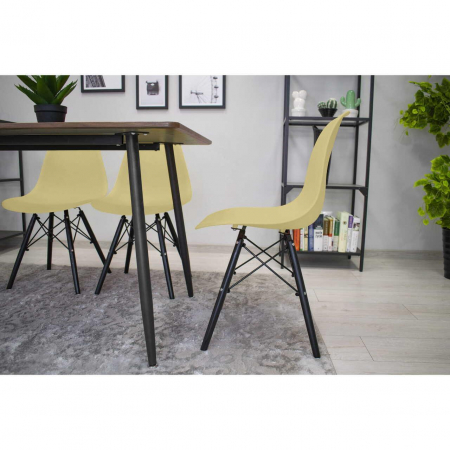 SET 4 SCAUNE STIL SCANDINAV, ARTOOL, OSAKA, PP, LEMN, CREM SI NEGRU, 46X54X81 CM [12]