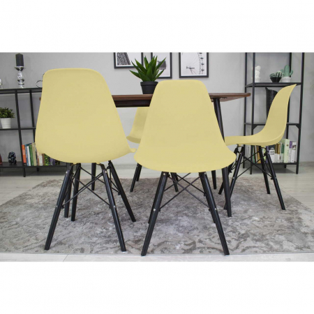 SET 4 SCAUNE STIL SCANDINAV, ARTOOL, OSAKA, PP, LEMN, CREM SI NEGRU, 46X54X81 CM [7]