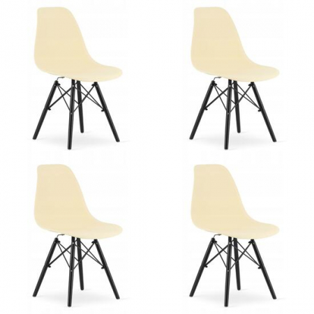 Amenajari Interioare - SET 4 SCAUNE STIL SCANDINAV, ARTOOL, OSAKA, PP, LEMN, CREM SI NEGRU, 46X54X81 CM