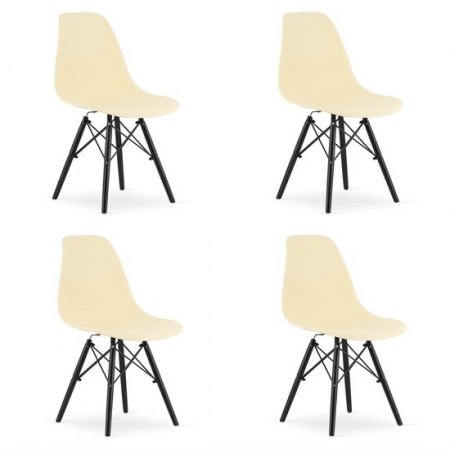 Scaune - SET 4 SCAUNE STIL SCANDINAV, ARTOOL, OSAKA, PP, LEMN, CREM SI NEGRU, 46X54X81 CM
