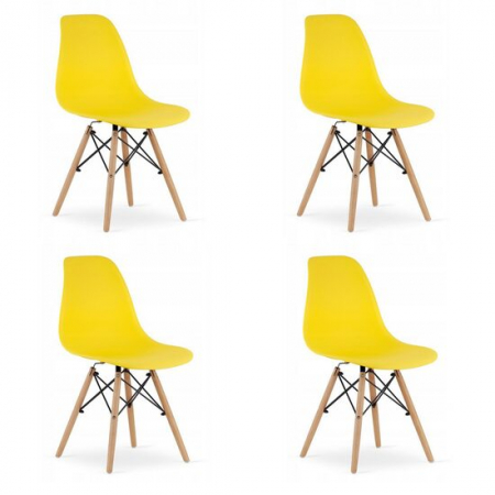 Scaune - SET 4 SCAUNE STIL SCANDINAV, ARTOOL, OSAKA, PP, LEMN, GALBEN, 46X54X81 CM