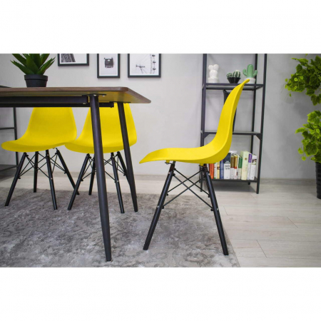 SET 4 SCAUNE STIL SCANDINAV, ARTOOL, OSAKA, PP, LEMN, GALBEN SI NEGRU, 46X54X81 CM [5]