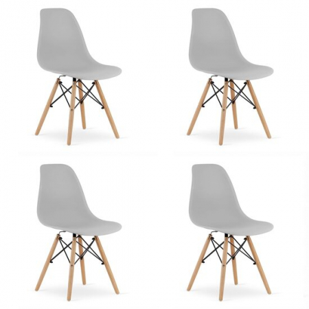 Scaune - SET 4 SCAUNE STIL SCANDINAV, ARTOOL, OSAKA, PP, LEMN, GRI, 46X54X81 CM