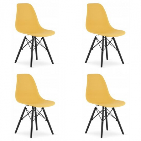 Scaune - SET 4 SCAUNE STIL SCANDINAV, ARTOOL, OSAKA, PP, LEMN, MUSTAR SI NEGRU, 46X54X81 CM