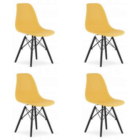 Scaune - SET 4 SCAUNE STIL SCANDINAV, ARTOOL, OSAKA, PP, LEMN, MUSTAR SI NEGRU, 46X54X81 CM - COPIE