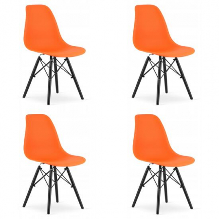 Scaune - SET 4 SCAUNE STIL SCANDINAV, ARTOOL, OSAKA, PP, LEMN, PORTOCALIU SI NEGRU, 46X54X81 CM