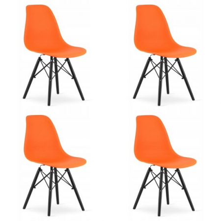 Scaune - SET 4 SCAUNE STIL SCANDINAV, ARTOOL, OSAKA, PP, LEMN, PORTOCALIU SI NEGRU, 46X54X81 CM