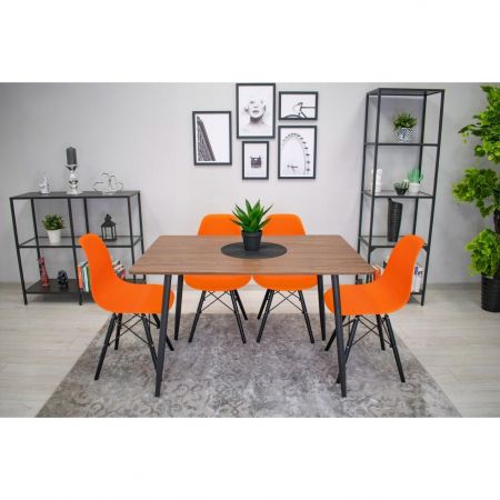 SET 4 SCAUNE STIL SCANDINAV, ARTOOL, OSAKA, PP, LEMN, PORTOCALIU SI NEGRU, 46X54X81 CM [10]