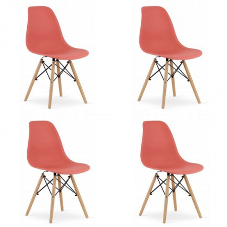 Amenajari Interioare - SET 4 SCAUNE STIL SCANDINAV, ARTOOL, OSAKA, PP, LEMN, VERMILION, 46X54X81 CM