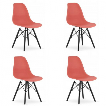 Amenajari Interioare - SET 4 SCAUNE STIL SCANDINAV, ARTOOL, OSAKA, PP, LEMN, VERMILION SI NEGRU, 46X54X81 CM