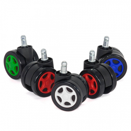 Birou - SET 5 ROTI GUMATE VERZI PENTRU SCAUN GAMING