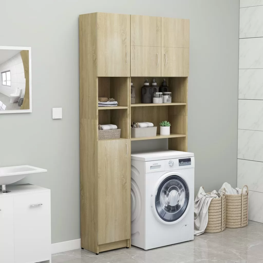 Dulap baie pe sol - SET DULAP MASINA DE SPALAT, STEJAR SONOMA, 96 X 25.5 X 190CM