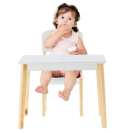 SET MASA CU 2 SCAUNE, PENTRU COPII, LEMN, MDF, ALB, 60X40X46 CM, DAISY [3]