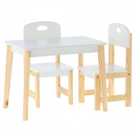 Mobilier camera copii - SET MASA CU 2 SCAUNE, PENTRU COPII, LEMN, MDF, ALB, 60X40X46 CM, DAISY
