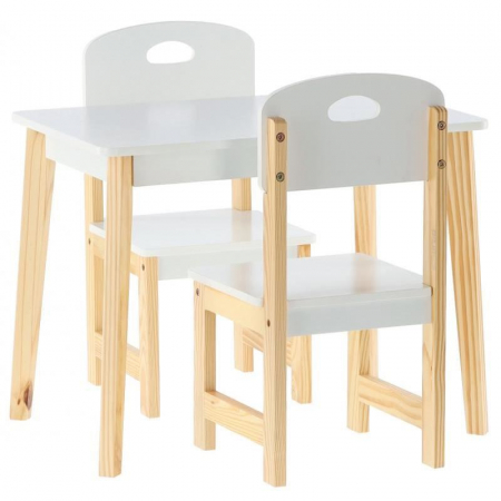 SET MASA CU 2 SCAUNE, PENTRU COPII, LEMN, MDF, ALB, 60X40X46 CM, DAISY [2]