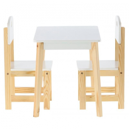 SET MASA CU 2 SCAUNE, PENTRU COPII, LEMN, MDF, ALB, 60X40X46 CM, DAISY [1]