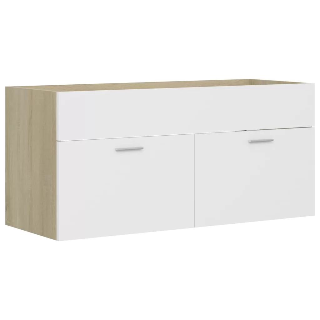 SET MOBILIER BAIE, 2 PIESE, ALB SI STEJAR SONOMA [7]
