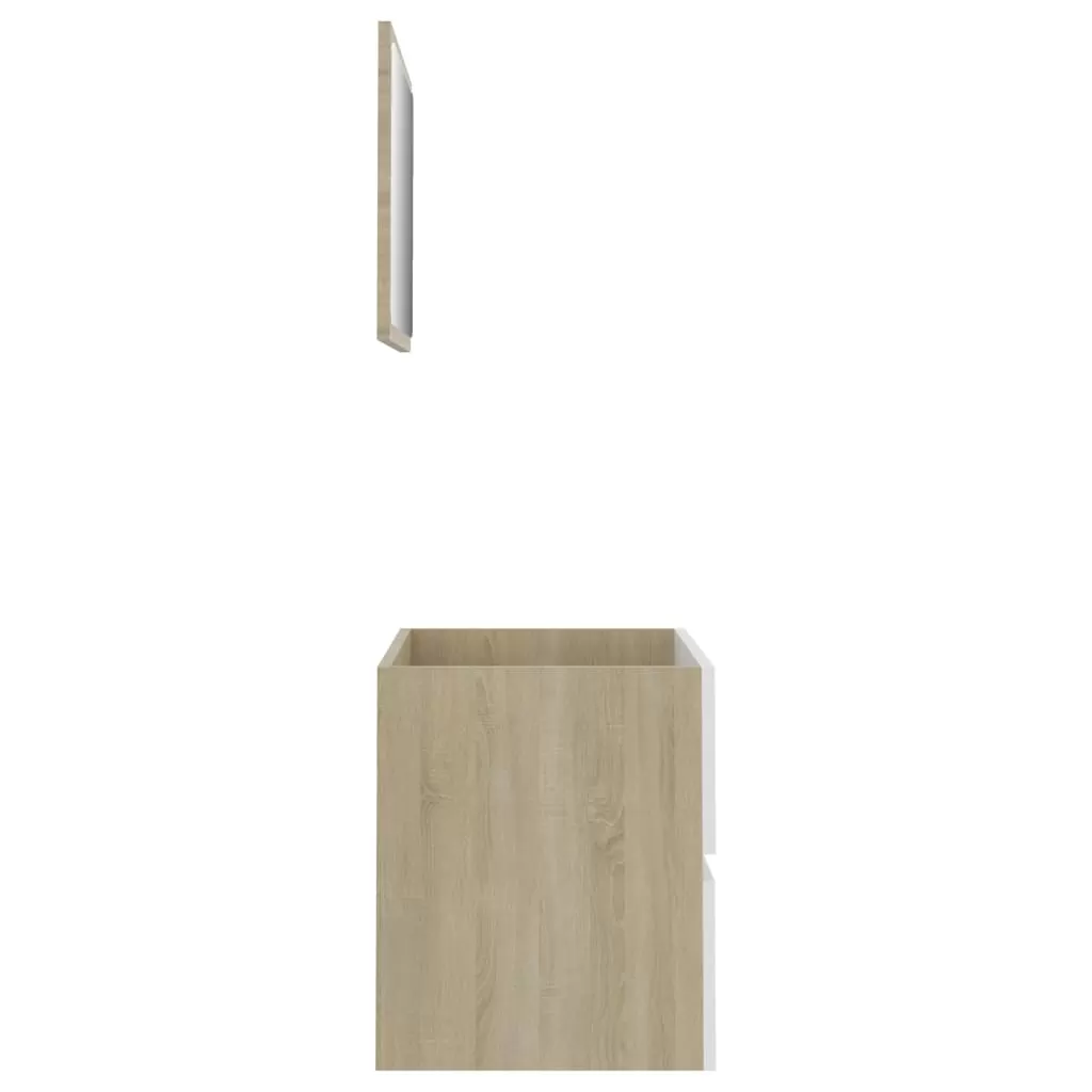 SET MOBILIER BAIE, 2 PIESE, ALB SI STEJAR SONOMA [6]