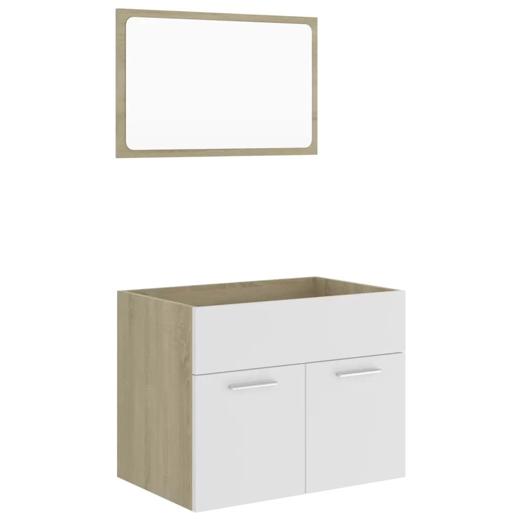 SET MOBILIER BAIE, 2 PIESE, ALB SI STEJAR SONOMA [1]