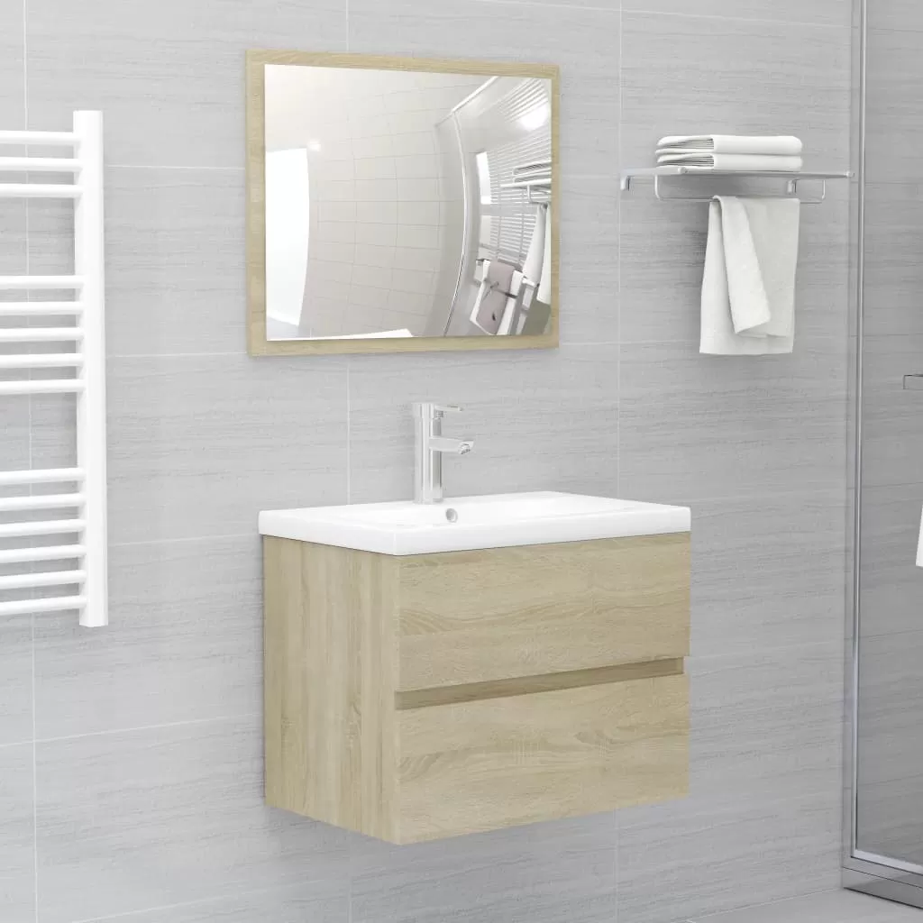 Set mobilier baie - SET MOBILIER BAIE, 2 PIESE, STEJAR SONOMA