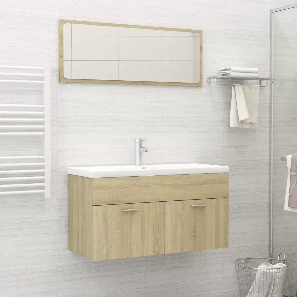 Set mobilier baie - SET MOBILIER BAIE, 2 PIESE, STEJAR SONOMA