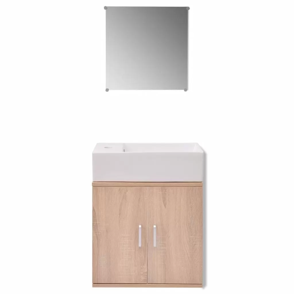 SET MOBILIER BAIE FORMAT DIN 3 PIESE CU CHIUVETA INCLUSA, BEJ [4]