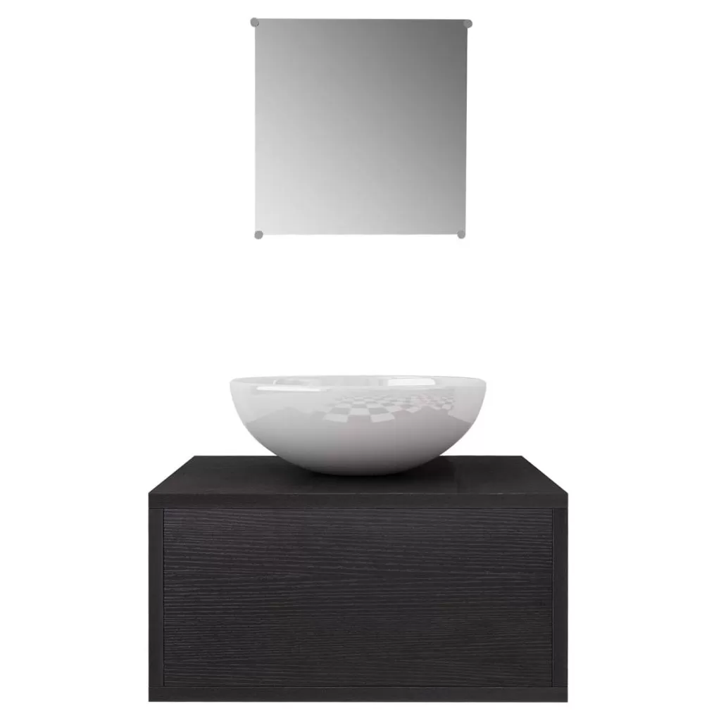 SET MOBILIER BAIE FORMAT DIN 3 PIESE CU CHIUVETA INCLUSA, NEGRU [3]