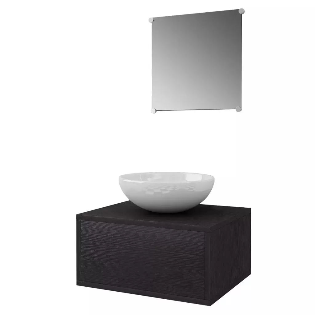 SET MOBILIER BAIE FORMAT DIN 3 PIESE CU CHIUVETA INCLUSA, NEGRU [1]