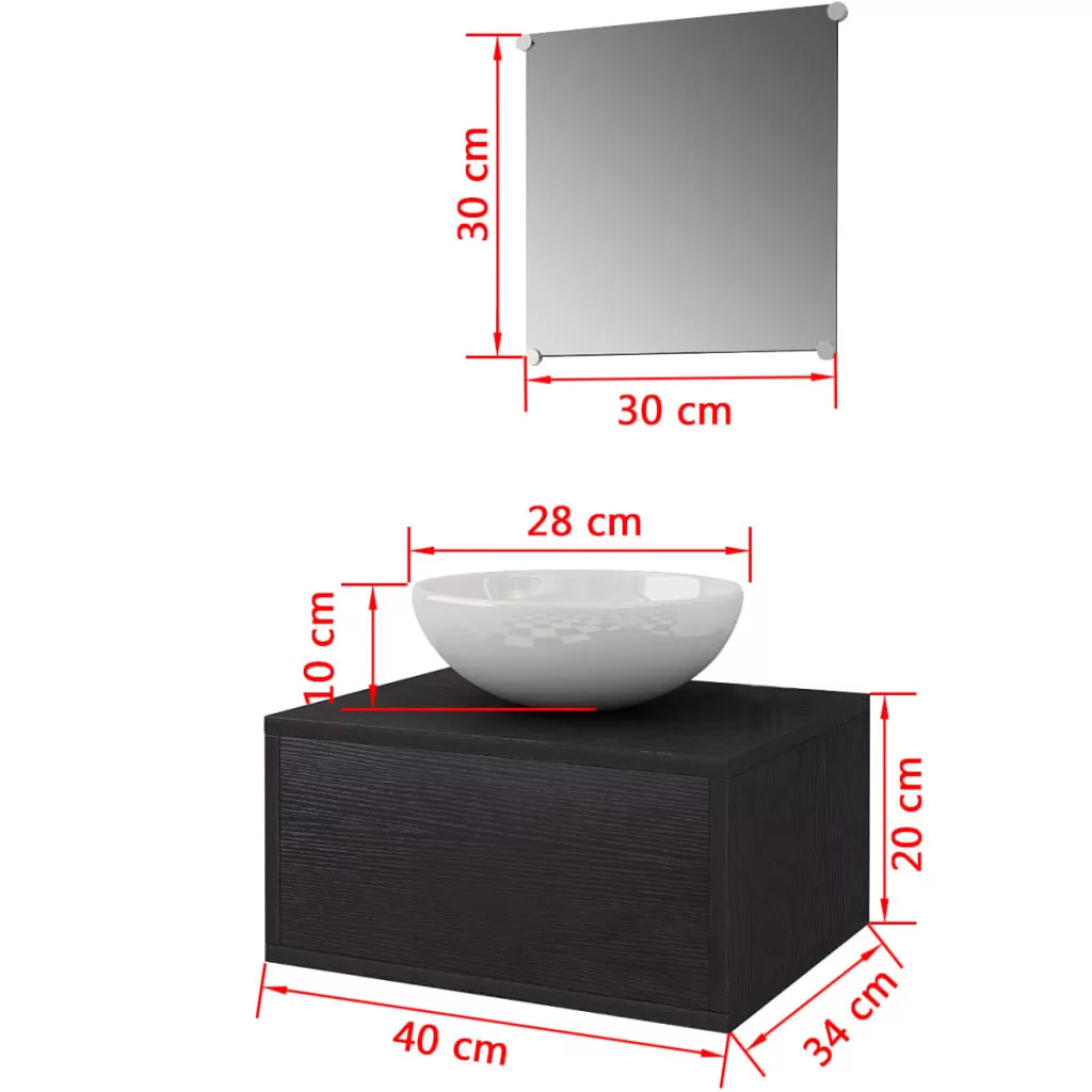 SET MOBILIER BAIE FORMAT DIN 3 PIESE CU CHIUVETA INCLUSA, NEGRU [2]