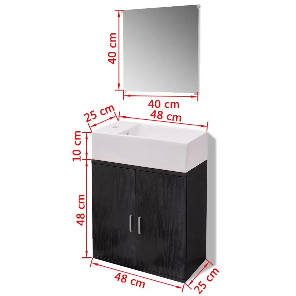 SET MOBILIER BAIE FORMAT DIN 3 PIESE CU CHIUVETA INCLUSA, NEGRU [9]