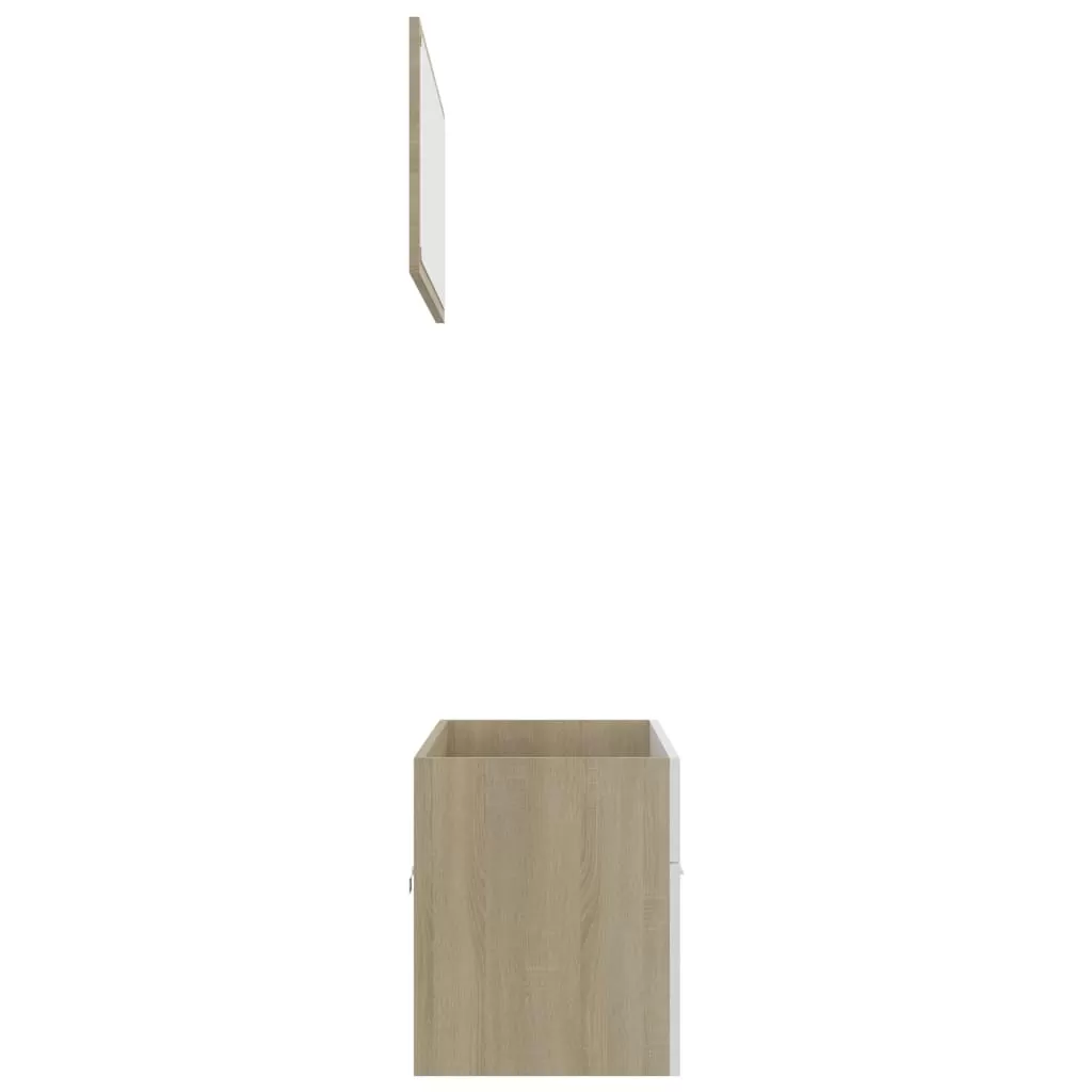 SET MOBILIER DE BAIE, 2 PIESE, ALB SI STEJAR SONOMA [6]