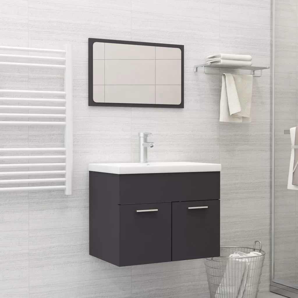 Set mobilier baie - SET MOBILIER DE BAIE, 2 PIESE, GRI