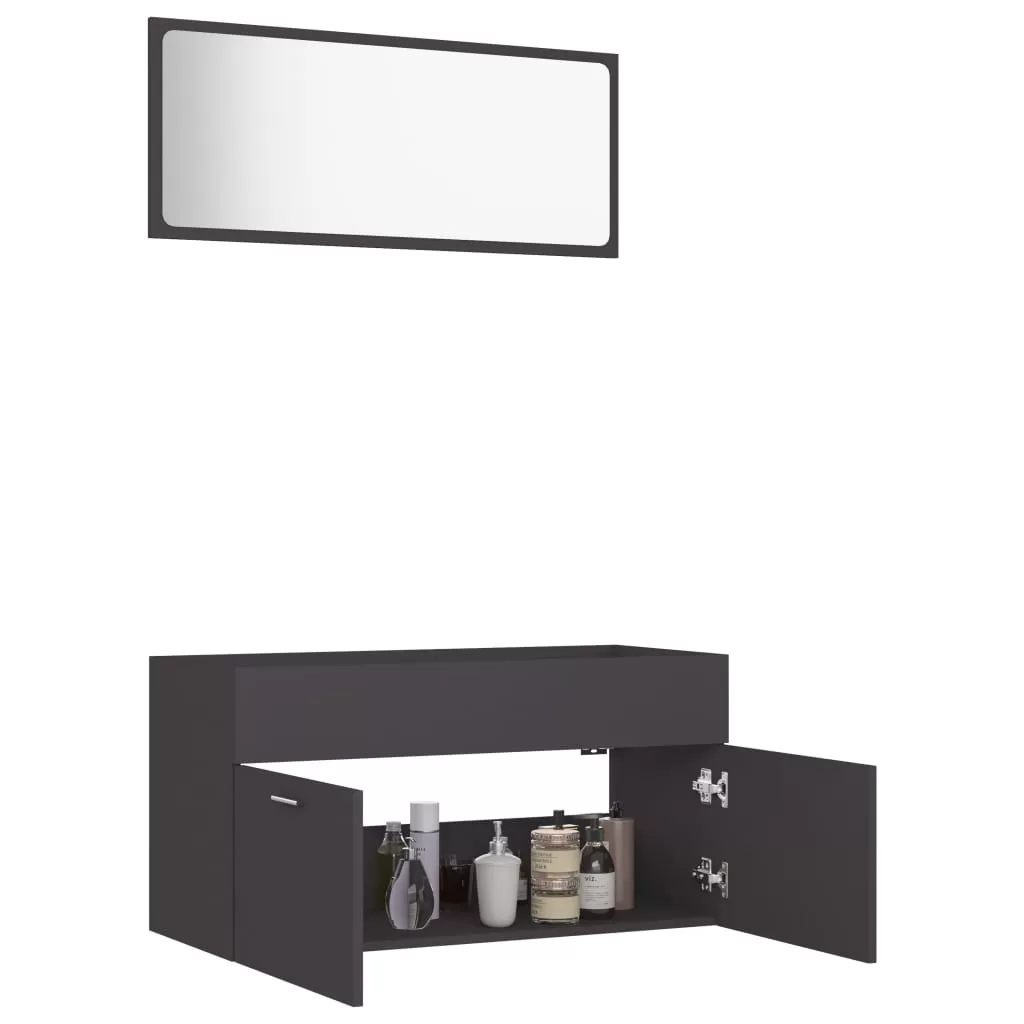 SET MOBILIER DE BAIE, 2 PIESE, GRI [3]