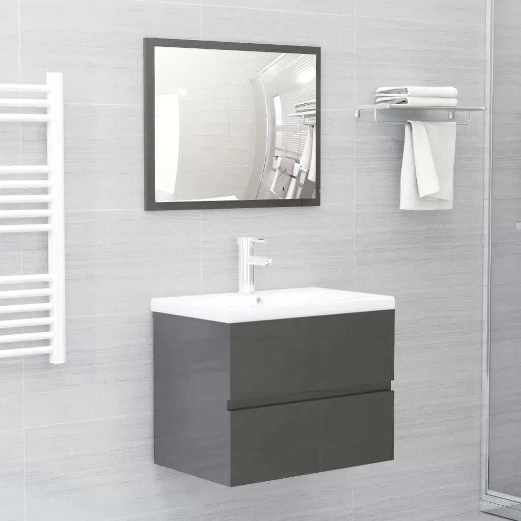 Set mobilier baie - SET MOBILIER DE BAIE, 2 PIESE, GRI