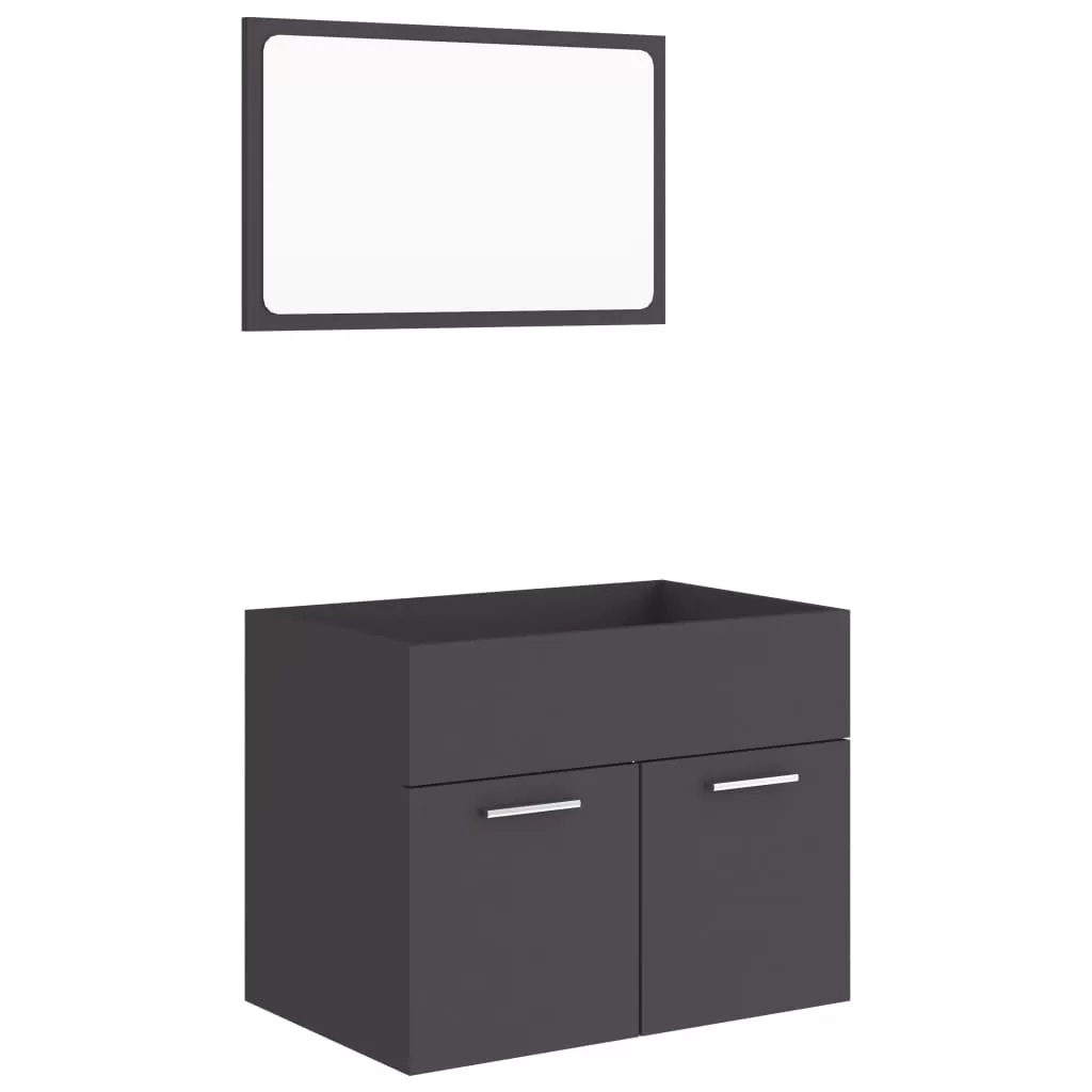 SET MOBILIER DE BAIE, 2 PIESE, GRI [1]