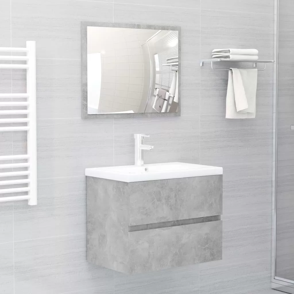 Set mobilier baie - SET MOBILIER DE BAIE, 2 PIESE, GRI BETON