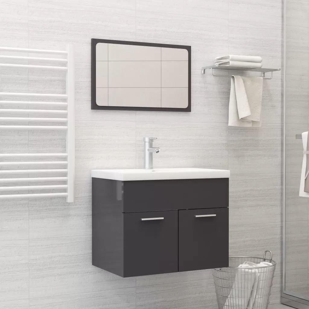 Set mobilier baie - SET MOBILIER DE BAIE, 2 PIESE, GRI LUCIOS