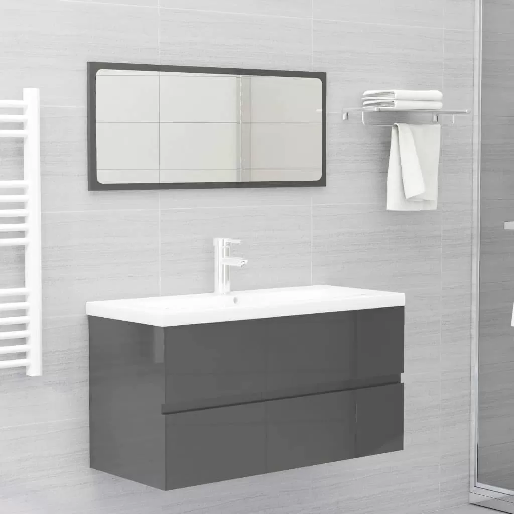Set mobilier baie - SET MOBILIER DE BAIE, 2 PIESE, GRI LUCIOS