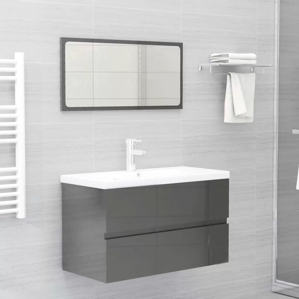 Set mobilier baie - SET MOBILIER DE BAIE, 2 PIESE, GRI LUCIOS