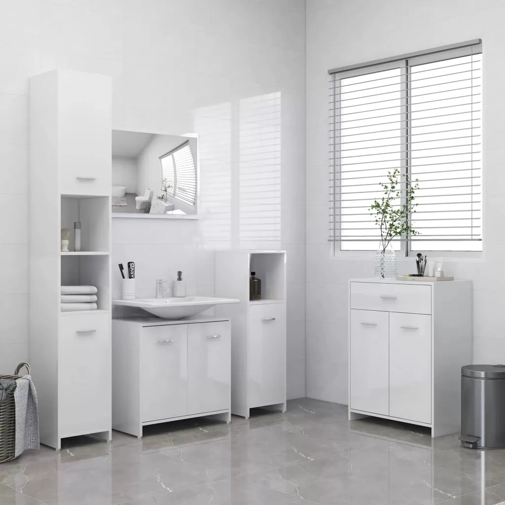 Set mobilier baie - SET MOBILIER DE BAIE, 4 PIESE, ALB LUCIOS