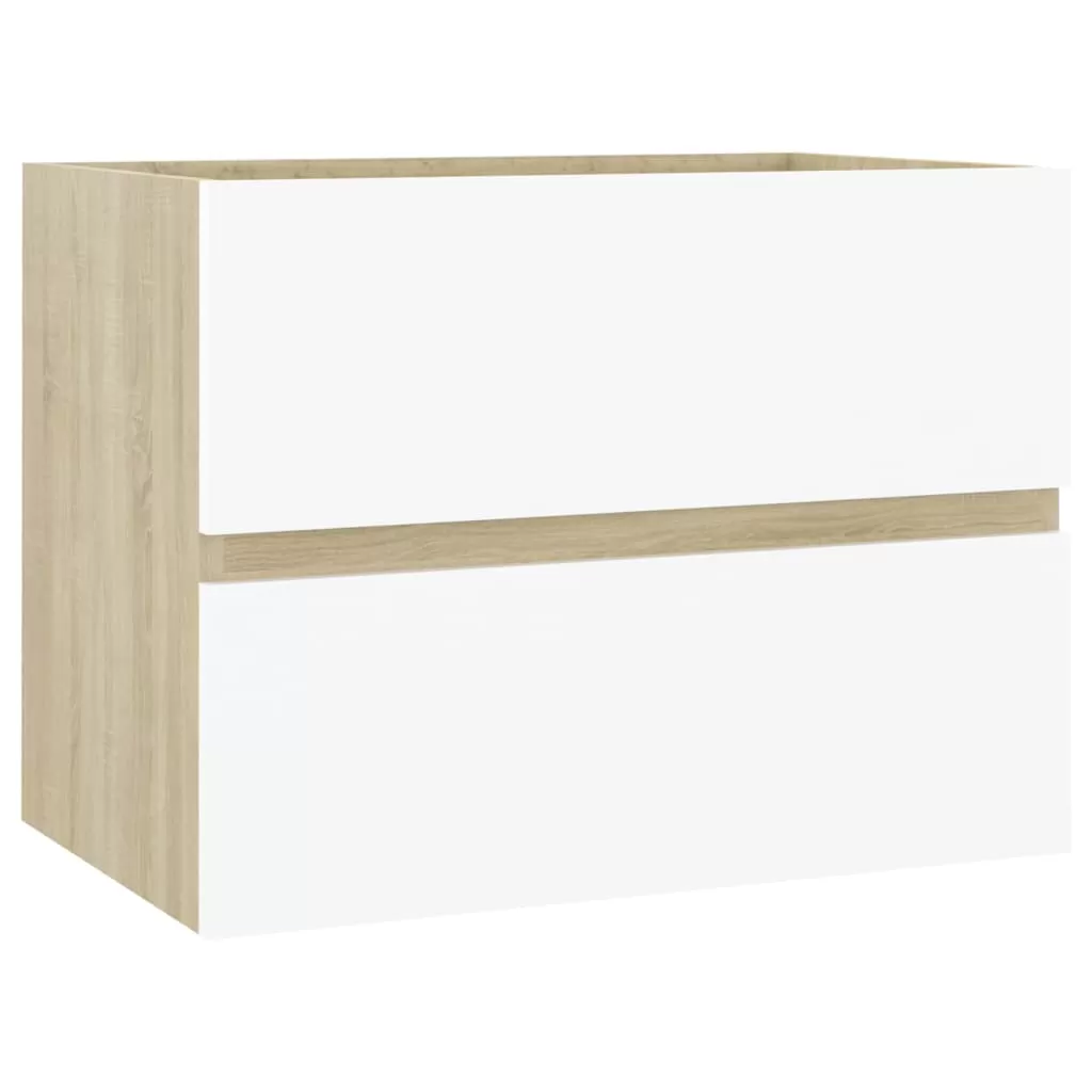SET MOBILIER DE BAIE, ALB SI STEJAR SONOMA, 60 X 38.5 X 45 CM [7]