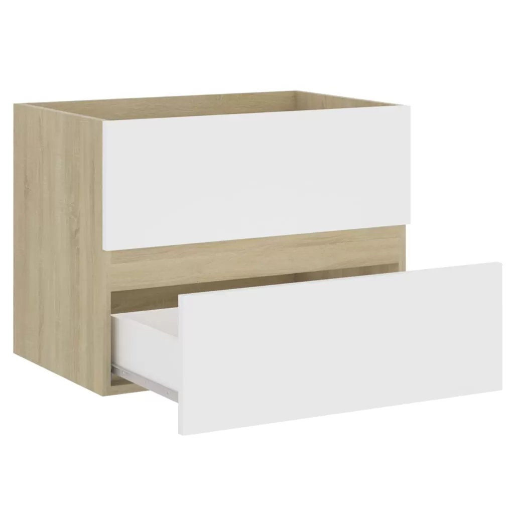 SET MOBILIER DE BAIE, ALB SI STEJAR SONOMA, 60 X 38.5 X 45 CM [8]