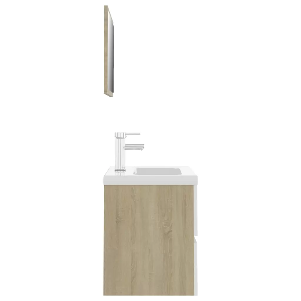 SET MOBILIER DE BAIE, ALB SI STEJAR SONOMA, 60 X 38.5 X 45 CM [6]