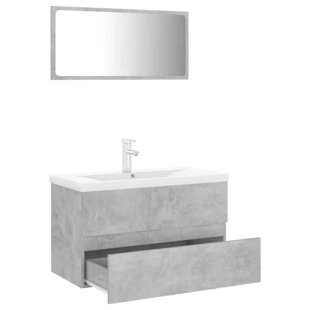 SET MOBILIER DE BAIE, GRI BETON, 80 X 38.5 X 45 CM [4]