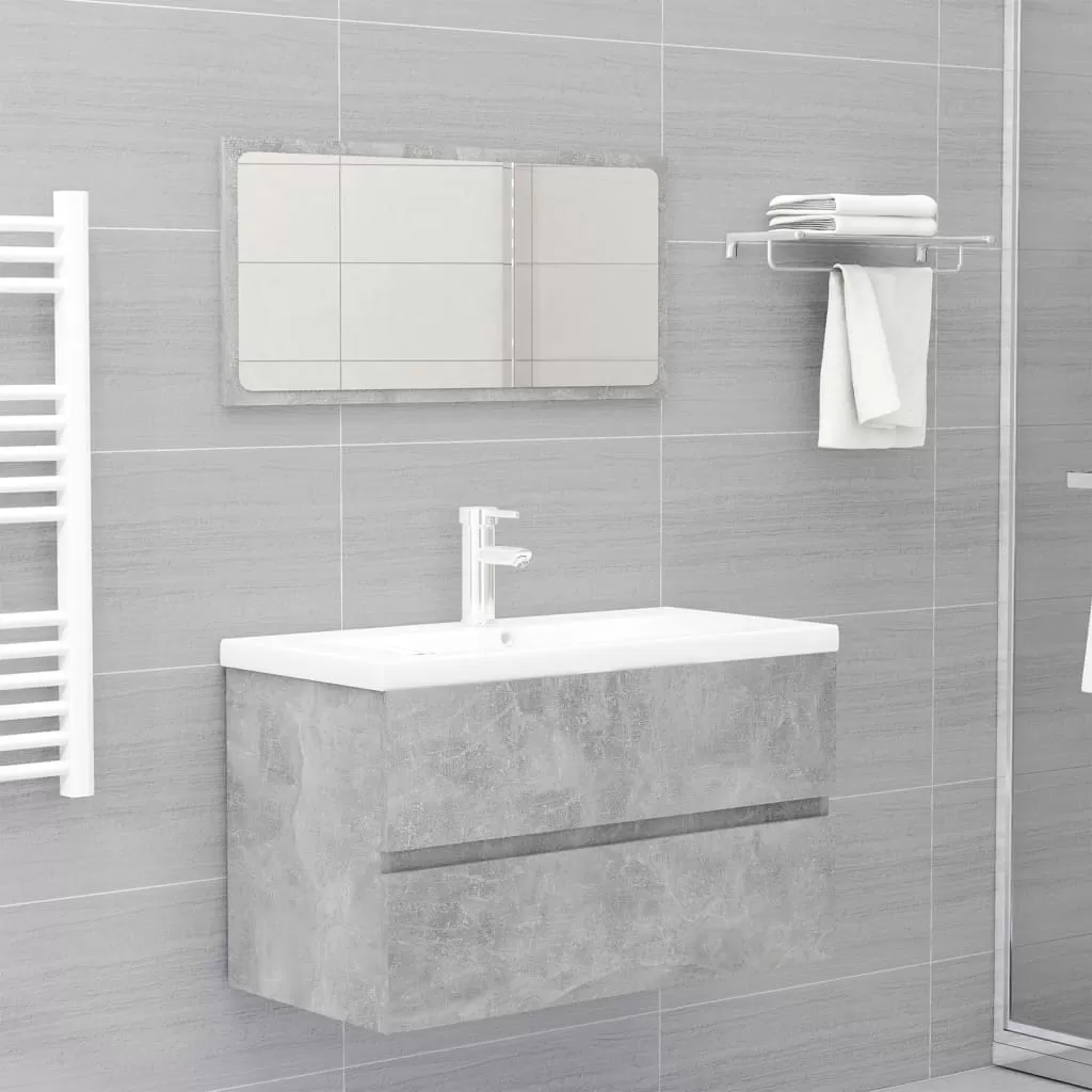 Set mobilier baie - SET MOBILIER DE BAIE, GRI BETON, 80 X 38.5 X 45 CM