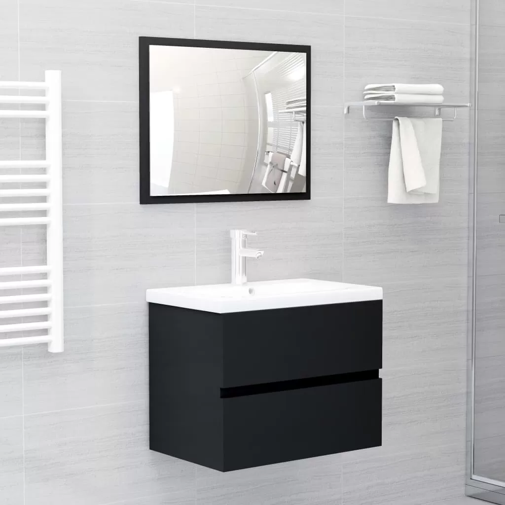 Set mobilier baie - SET MOBILIER DE BAIE, NEGRU, 60 X 38.5 X 45 CM