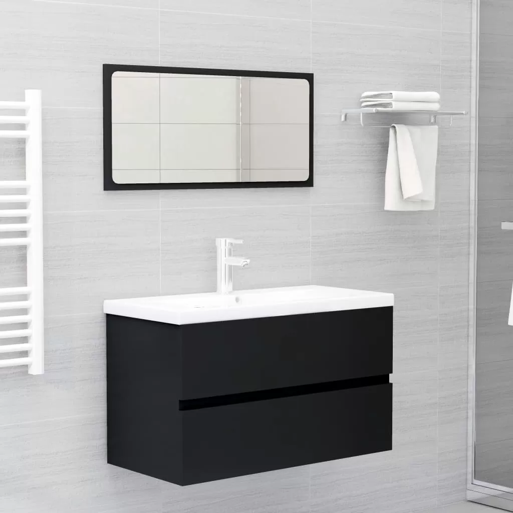 Set mobilier baie - SET MOBILIER DE BAIE, NEGRU, 80 X 38.5 X 45 CM